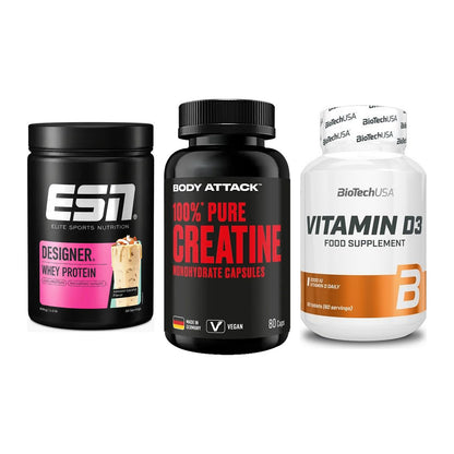 Einsteiger-Set: ESN Designer + Body Attack 100% + BioTech Vitamin – alle enthaltenen Artikel