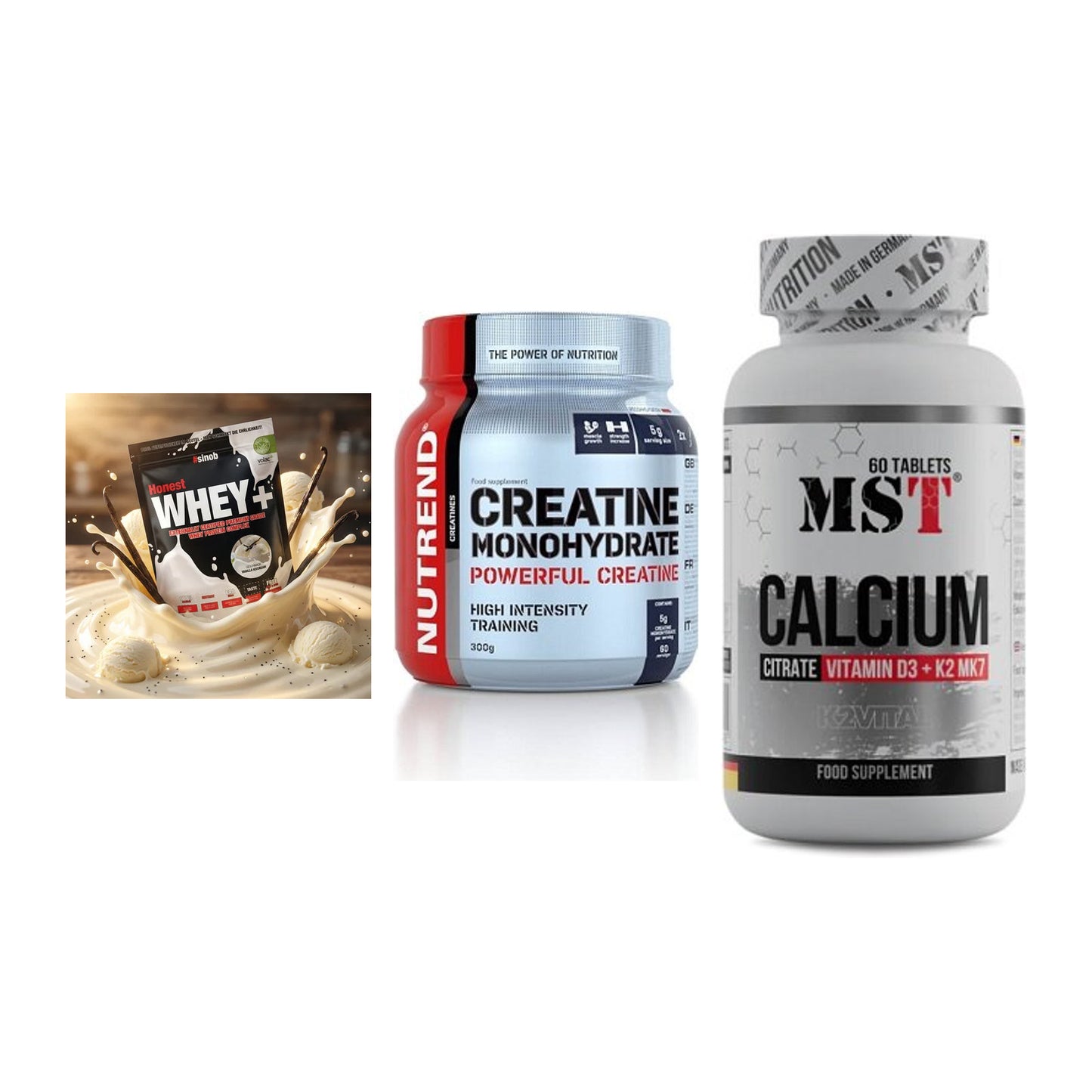 Einsteiger-Set: Sinob Honest + Nutrend Creatine + MST Calcium – alle enthaltenen Artikel