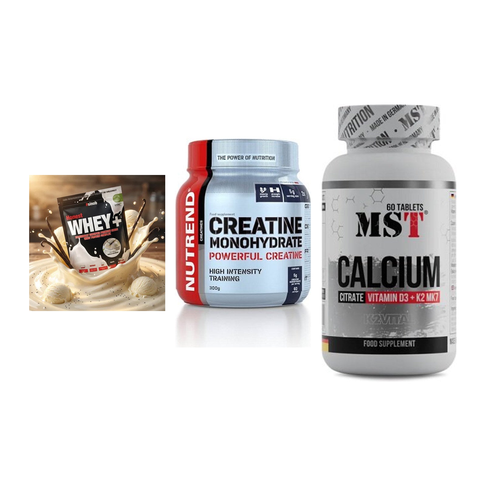 Einsteiger-Set: Sinob Honest + Nutrend Creatine + MST Calcium – alle enthaltenen Artikel