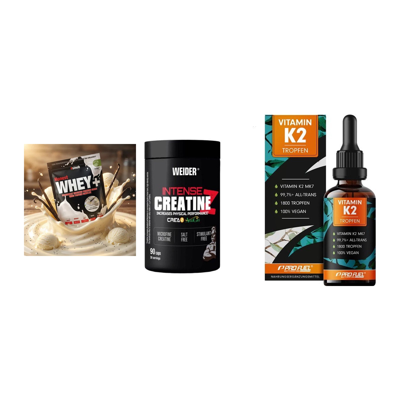 Einsteiger-Set: Sinob Honest + Weider Intense + ProFuel Vitamin – alle enthaltenen Artikel