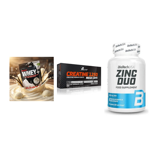 Einsteiger-Set: Sinob Honest + Olimp Creatine + BioTech Zinc Duo – alle enthaltenen Artikel