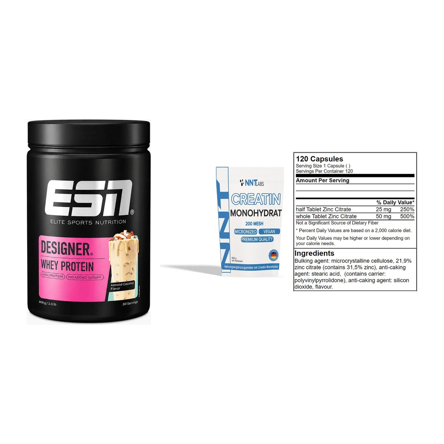 Einsteiger-Set: ESN Designer + NNT Creatin + GN Zinc Citrate – alle enthaltenen Artikel