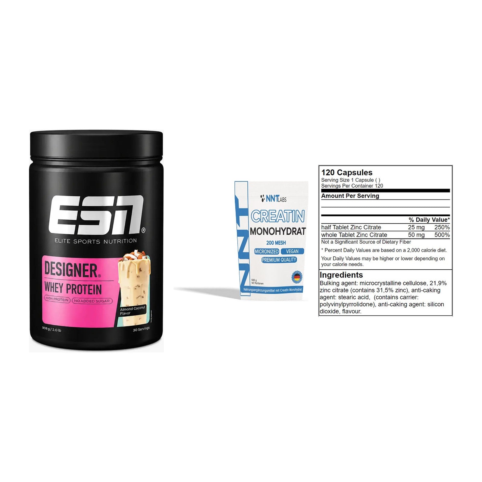Einsteiger-Set: ESN Designer + NNT Creatin + GN Zinc Citrate – alle enthaltenen Artikel