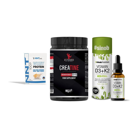 Einsteiger-Set: NNT Whey + #GYMJUICE + Sinob Vitamin D3 – alle enthaltenen Artikel