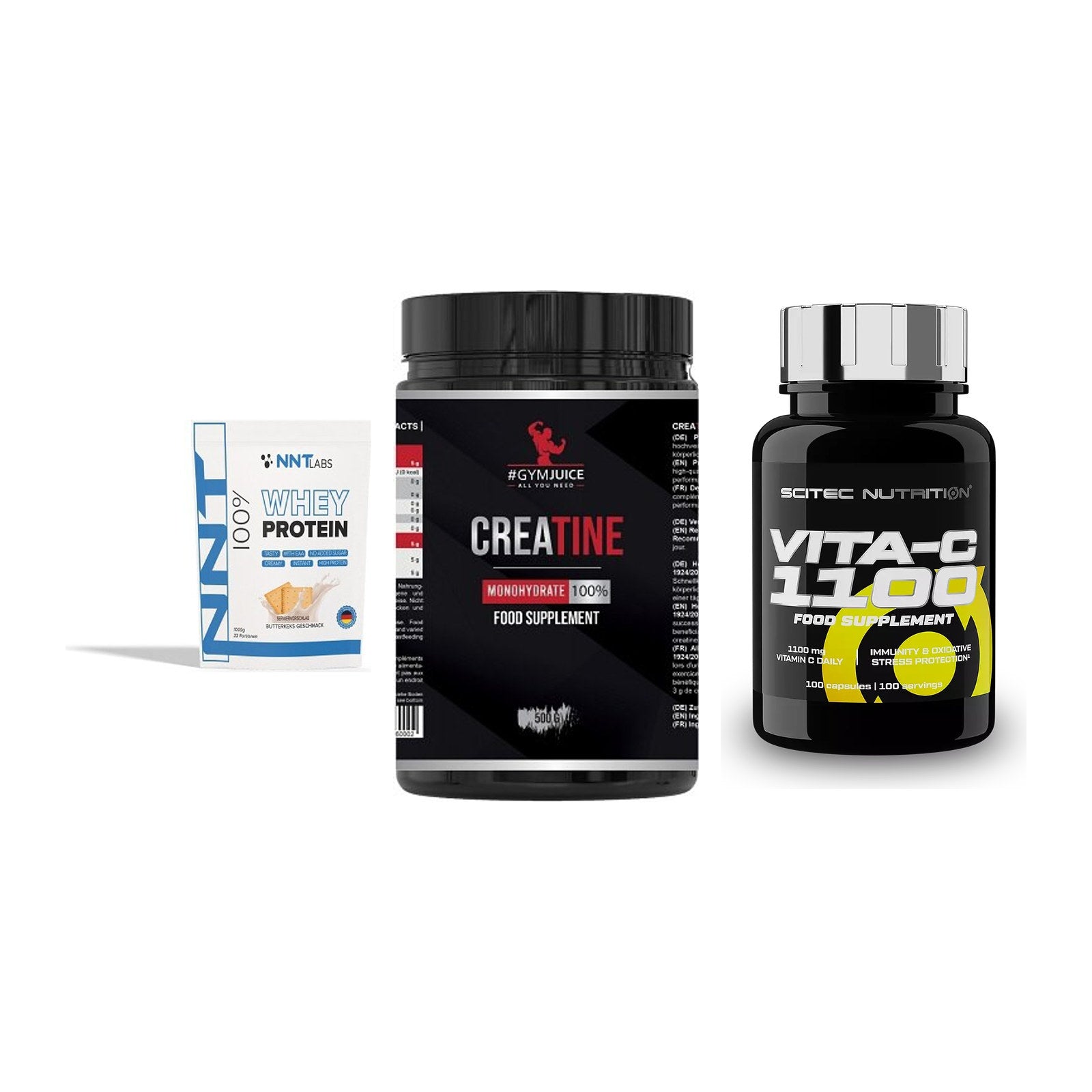 Einsteiger-Set: NNT Whey + #GYMJUICE + Scitec Vitamin C – alle enthaltenen Artikel