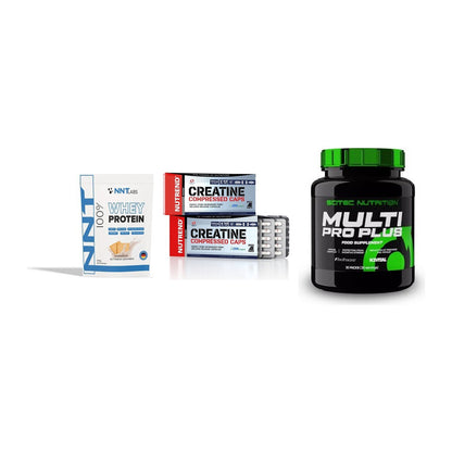 Einsteiger-Set: NNT Whey + Nutrend Creatine + Scitec Multi Pro – alle enthaltenen Artikel