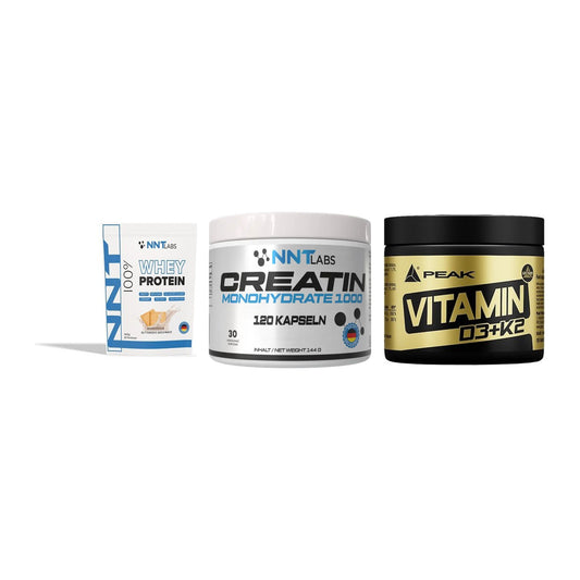 Einsteiger-Set: NNT Whey + NNT Creatin 1000 + Peak Vitamin – alle enthaltenen Artikel