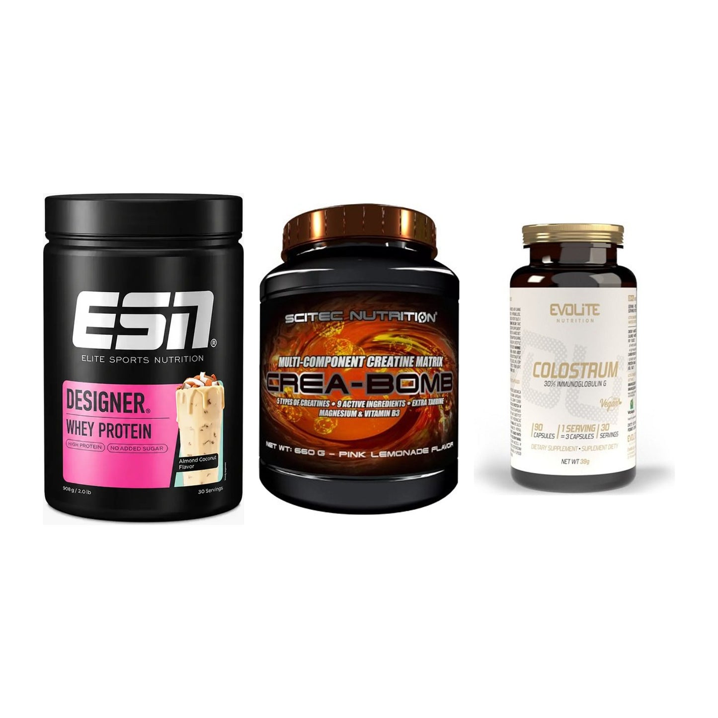 Einsteiger-Set: ESN Designer + Scitec Crea-Bomb + Evolite Nutritio – alle enthaltenen Artikel