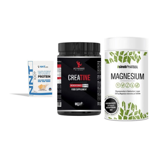 Einsteiger-Set: NNT Whey + #GYMJUICE + Sinob Magnesium – alle enthaltenen Artikel