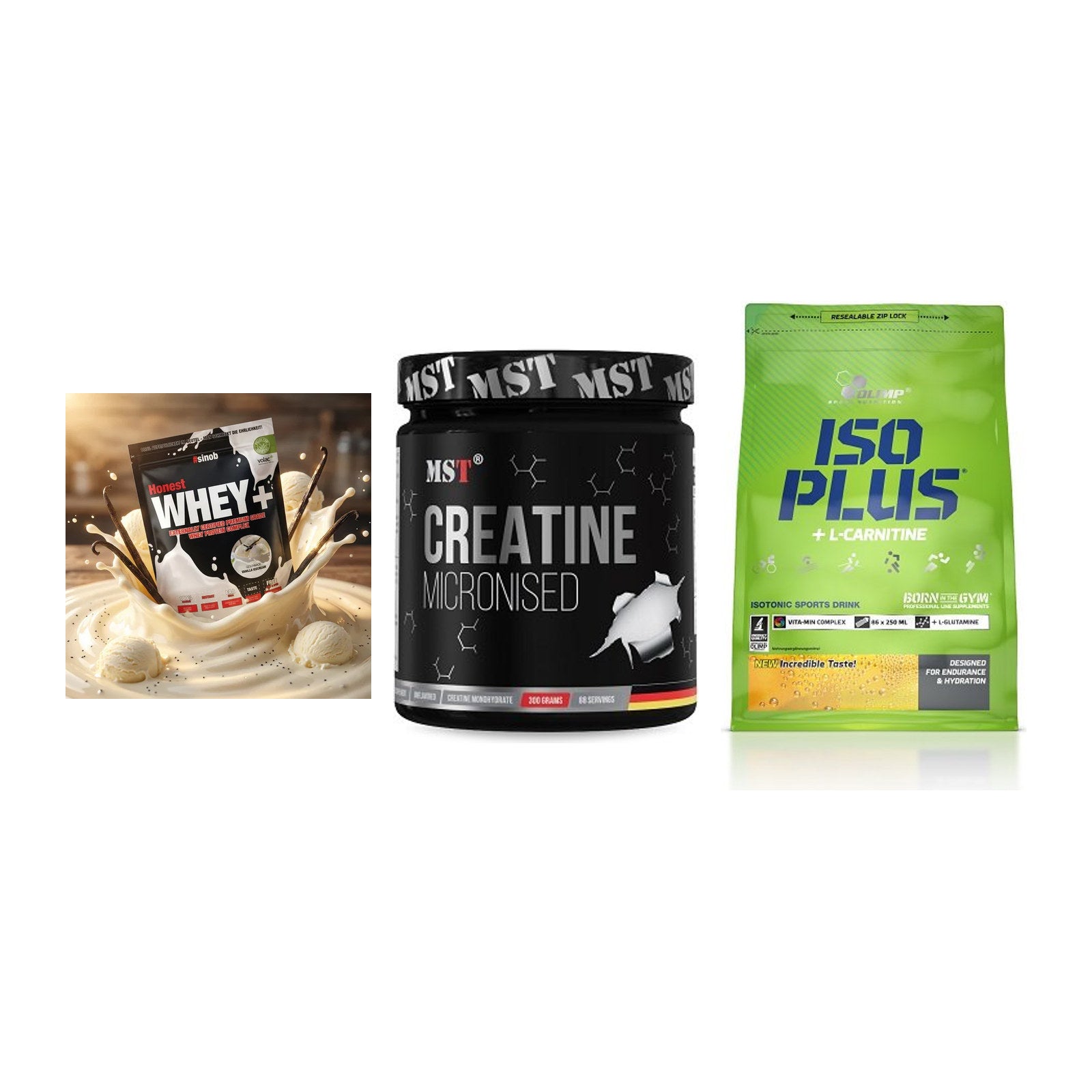 Einsteiger-Set: Sinob Honest + MST Creatin + Olimp Iso Plus – alle enthaltenen Artikel
