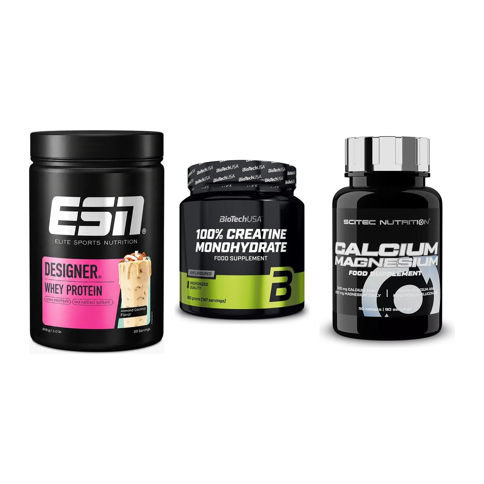 Einsteiger-Set: ESN Designer + BioTech Creatine + Scitec Calcium – alle enthaltenen Artikel