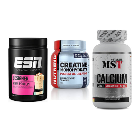 Einsteiger-Set: ESN Designer + Nutrend Creatine + MST Calcium – alle enthaltenen Artikel