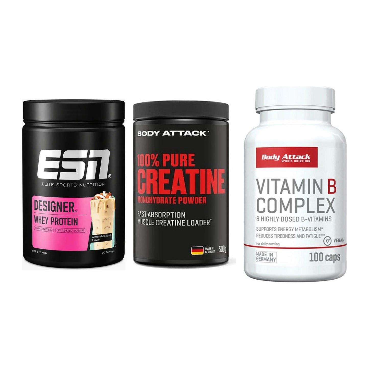 Einsteiger-Set: ESN Designer + Body Attack 100% + Body Attack – alle enthaltenen Artikel