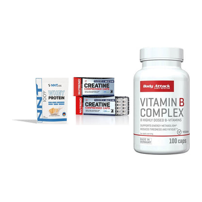 Einsteiger-Set: NNT Whey + Nutrend Creatine + Body Attack – alle enthaltenen Artikel