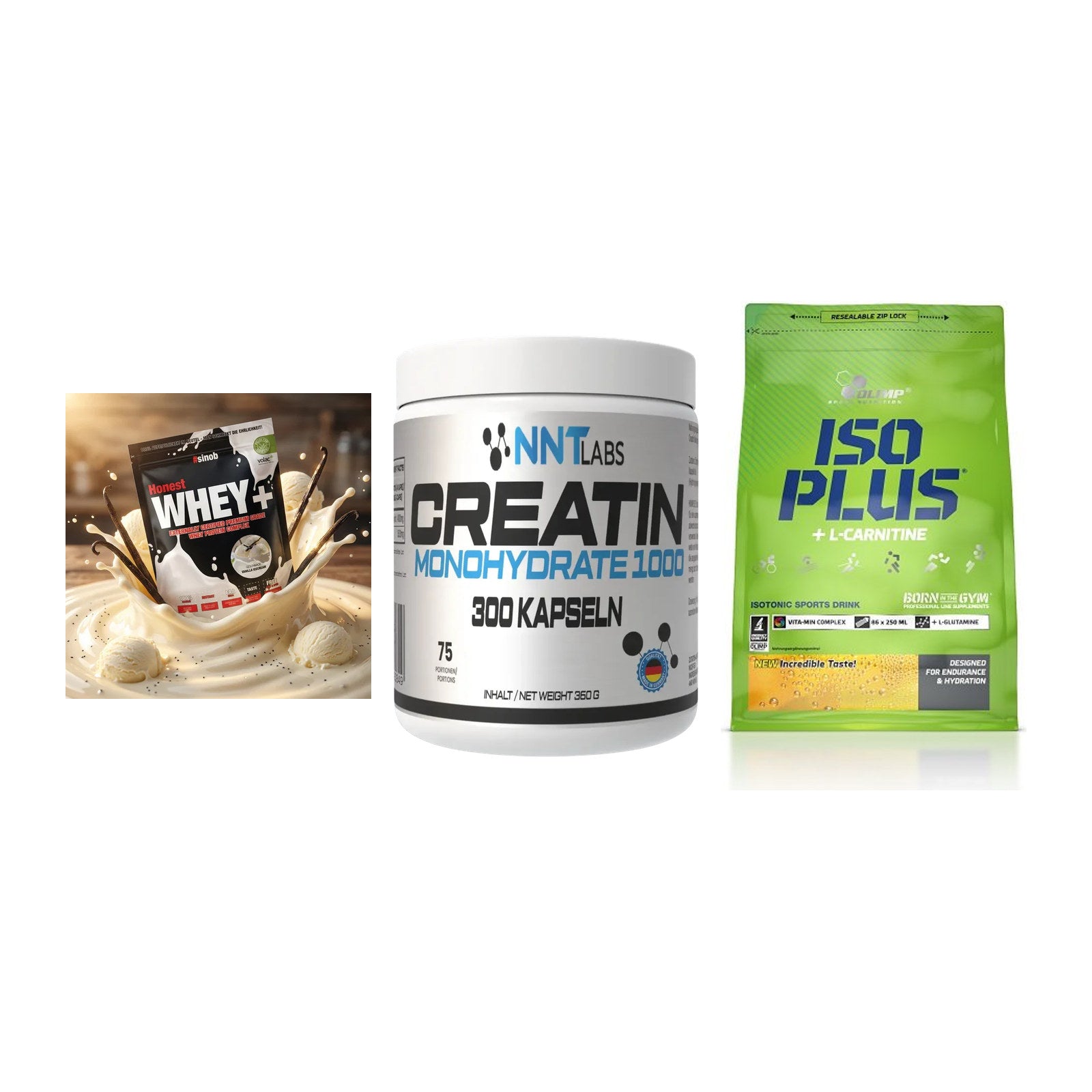 Einsteiger-Set: Sinob Honest + NNT Creatin 1000 + Olimp Iso Plus – alle enthaltenen Artikel