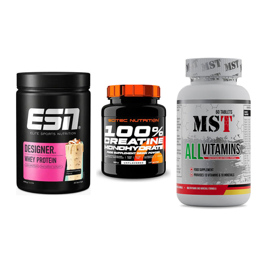 Einsteiger-Set: ESN Designer + Scitec Creatine + MST All Vitamins – alle enthaltenen Artikel
