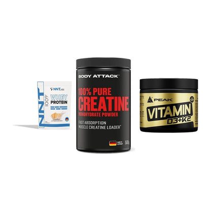 Einsteiger-Set: NNT Whey + Body Attack 100% + Peak Vitamin – alle enthaltenen Artikel