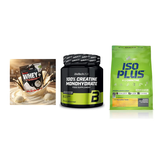 Einsteiger-Set: Sinob Honest + BioTech Creatine + Olimp Iso Plus – alle enthaltenen Artikel