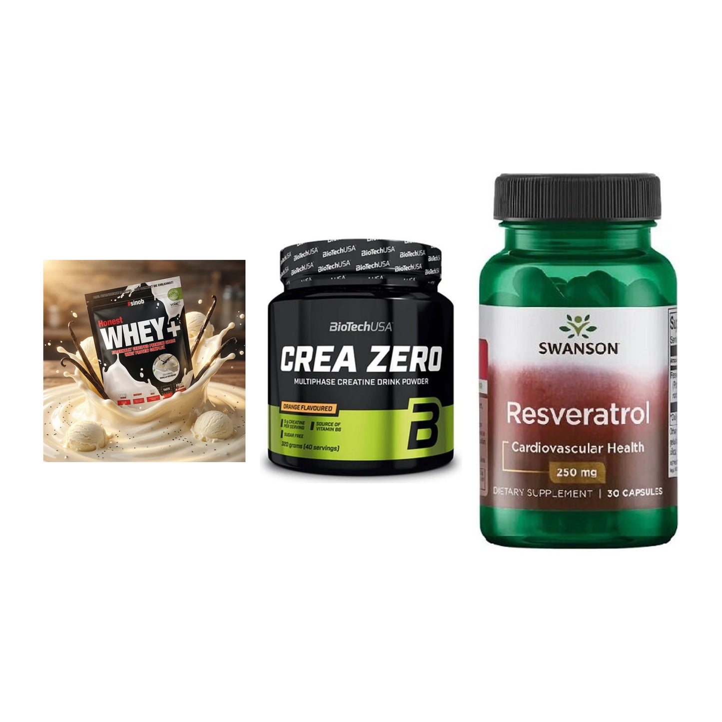 Einsteiger-Set: Sinob Honest + BioTech Crea + Swanson Resverat – alle enthaltenen Artikel