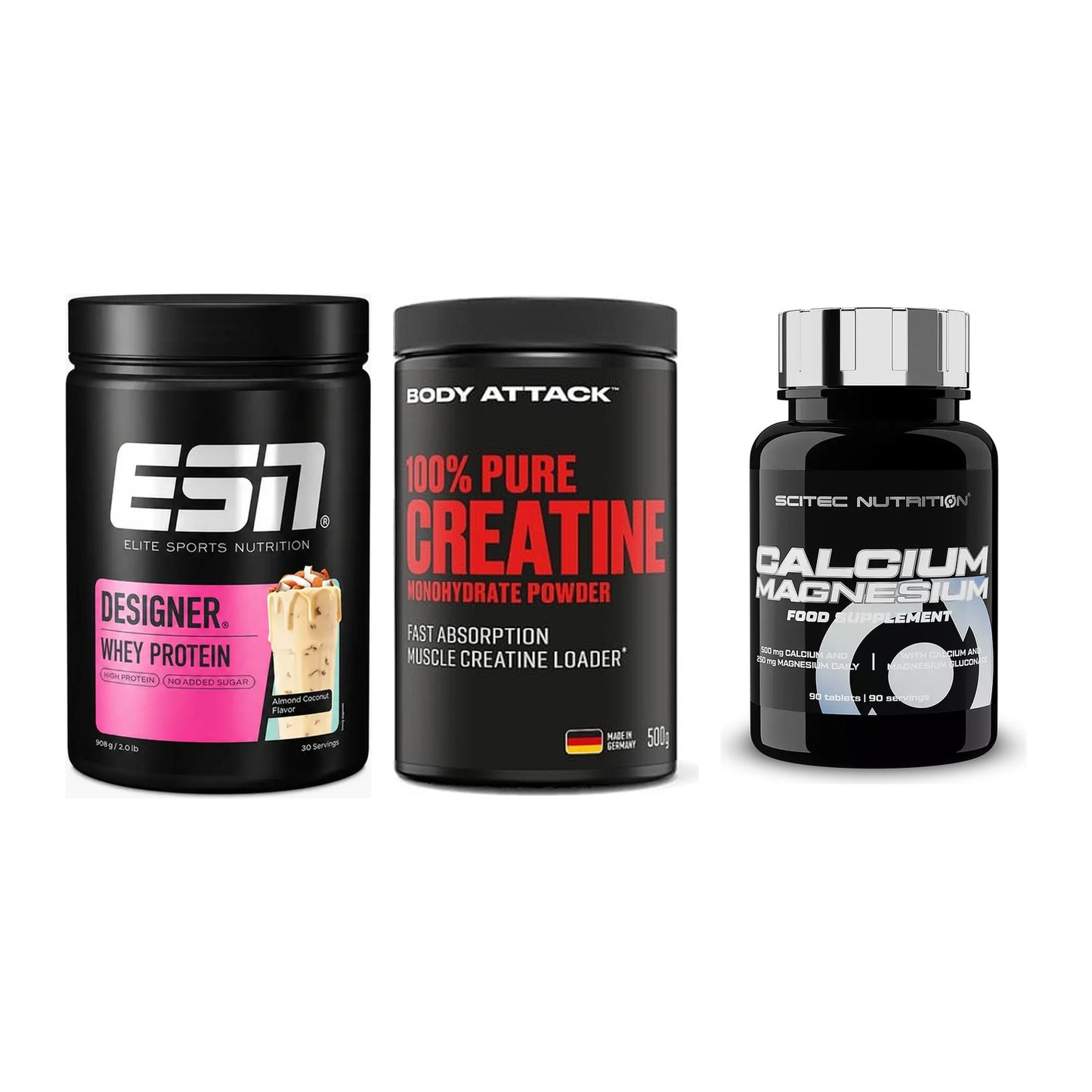 Einsteiger-Set: ESN Designer + Body Attack 100% + Scitec Calcium – alle enthaltenen Artikel