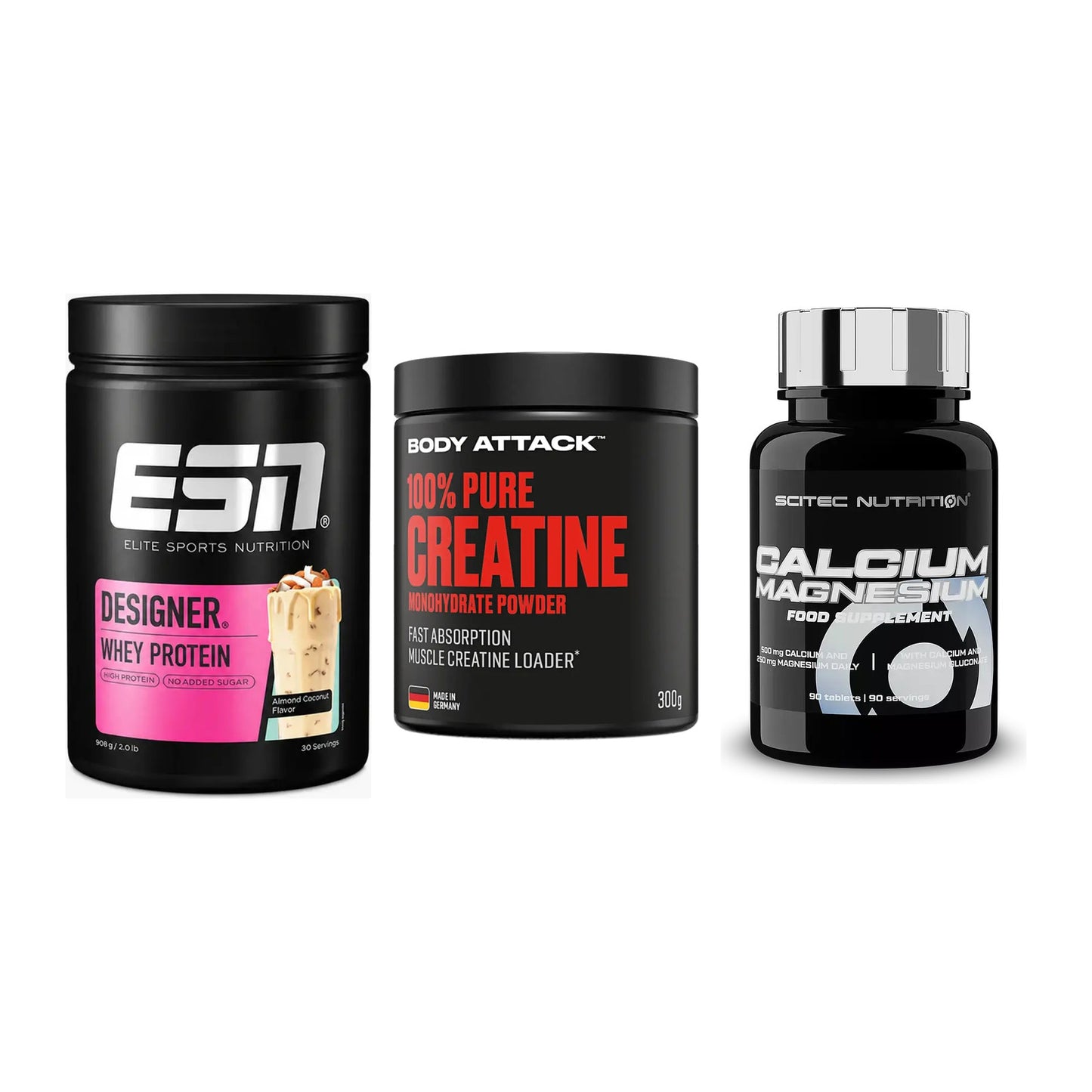 Einsteiger-Set: ESN Designer + Body Attack 100% + Scitec Calcium – alle enthaltenen Artikel