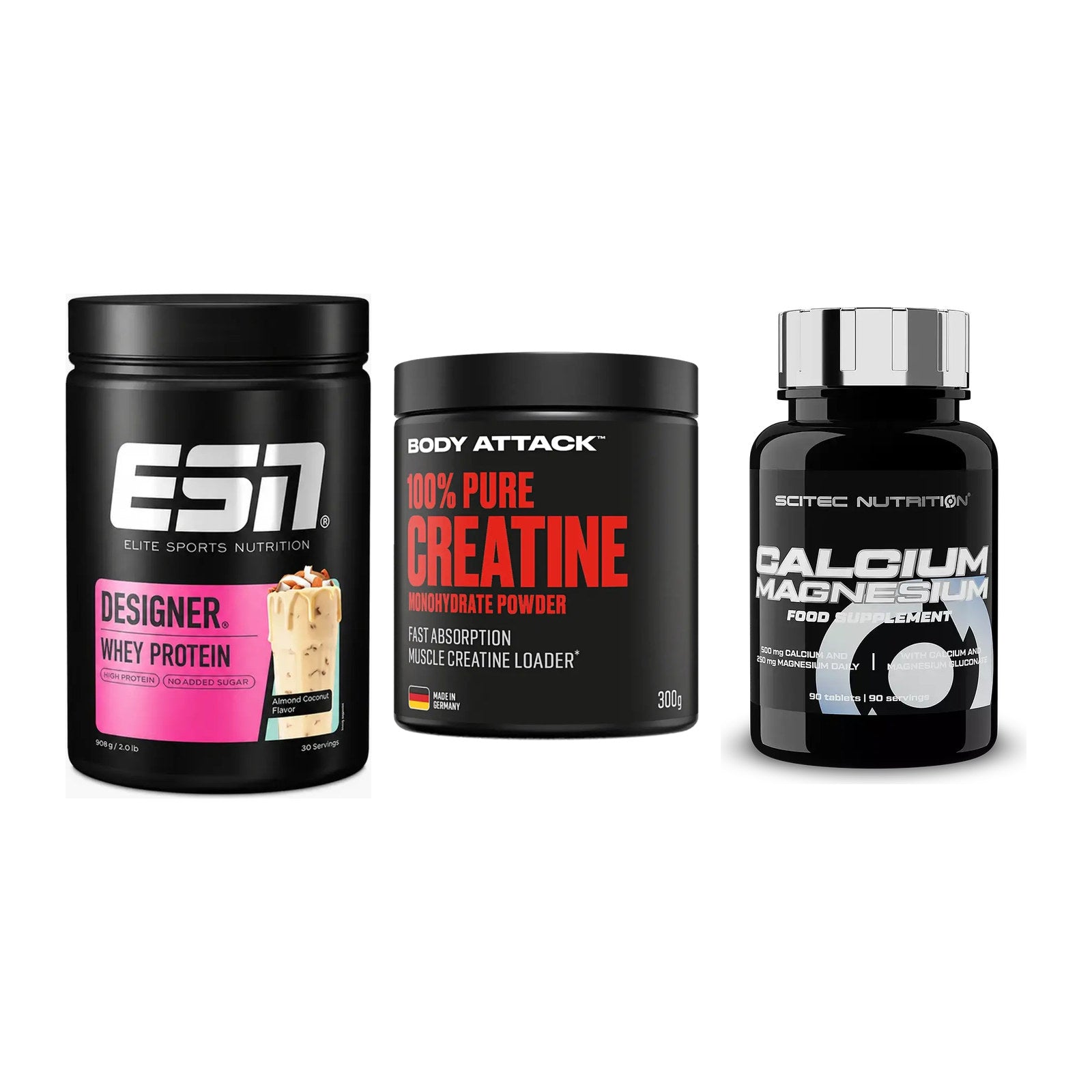 Einsteiger-Set: ESN Designer + Body Attack 100% + Scitec Calcium – alle enthaltenen Artikel