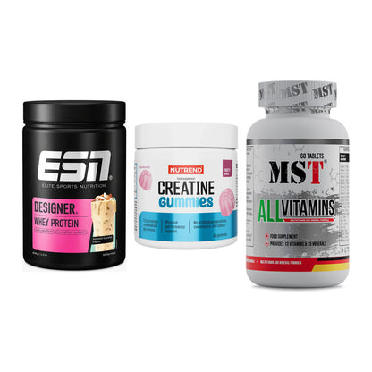 Einsteiger-Set: ESN Designer + Nutrend Creatine + MST All Vitamins – alle enthaltenen Artikel