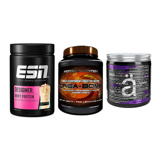 Einsteiger-Set: ESN Designer + Scitec Crea-Bomb + Nanosupps Hype – alle enthaltenen Artikel