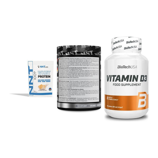 Einsteiger-Set: NNT Whey + MST Creatin + BioTech Vitamin – alle enthaltenen Artikel