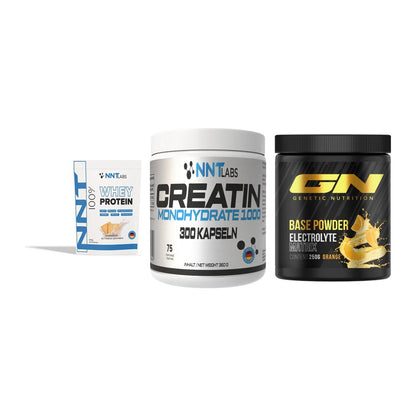 Einsteiger-Set: NNT Whey + NNT Creatin 1000 mg + GN Base Powder – alle enthaltenen Artikel