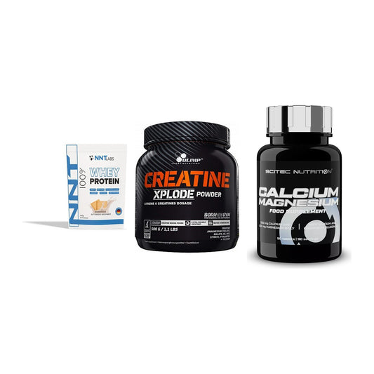 Einsteiger-Set: NNT Whey + Olimp Creatine + Scitec Calcium – alle enthaltenen Artikel
