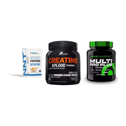 Einsteiger-Set: NNT Whey + Olimp Creatine + Scitec Multi Pro – alle enthaltenen Artikel