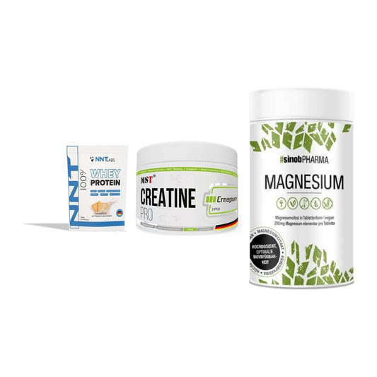 Einsteiger-Set: NNT Whey + MST Creatin Pro + Sinob Magnesium – alle enthaltenen Artikel