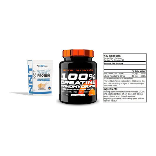 Einsteiger-Set: NNT Whey + Scitec Creatine + GN Zinc Citrate – alle enthaltenen Artikel