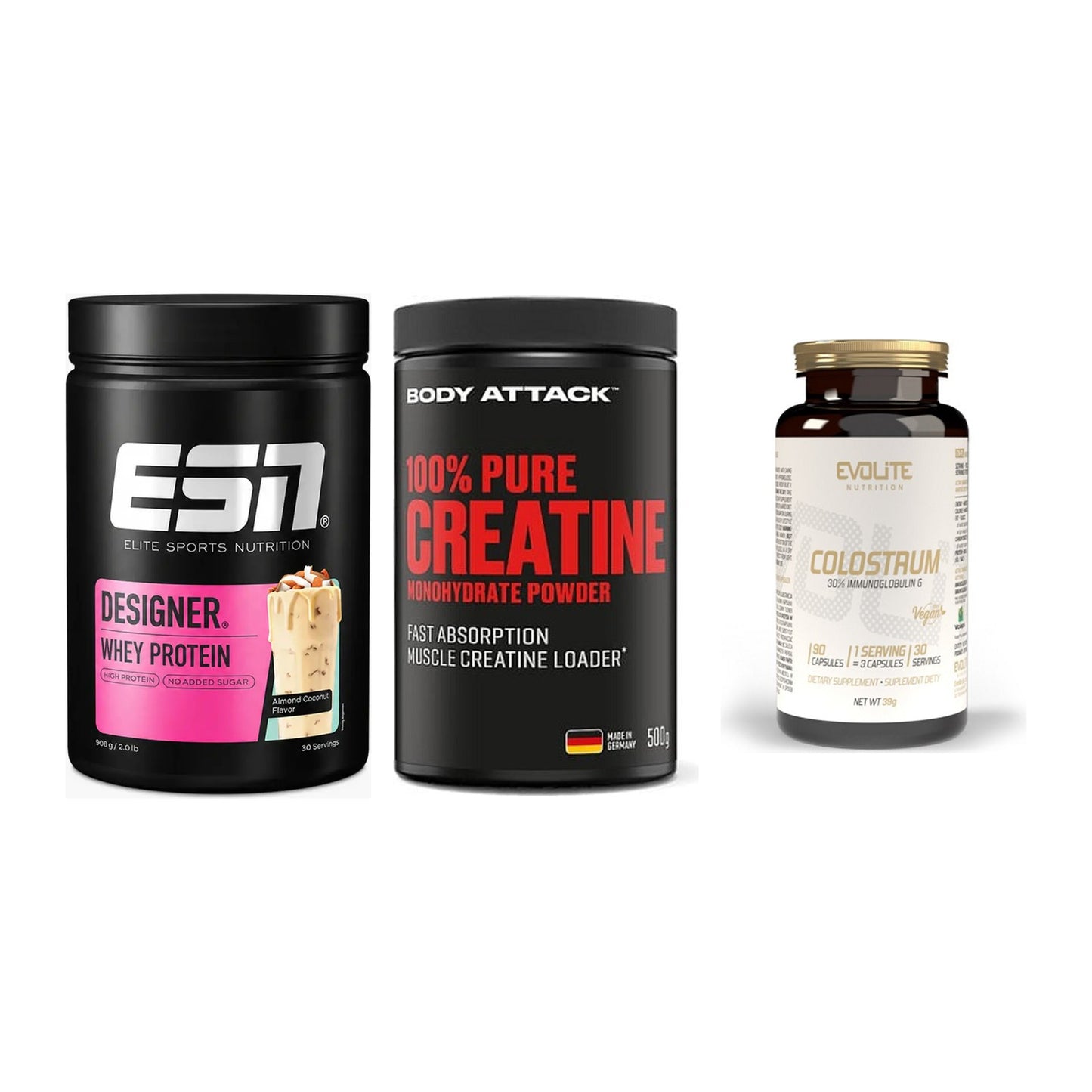 Einsteiger-Set: ESN Designer + Body Attack 100% + Evolite Nutritio – alle enthaltenen Artikel