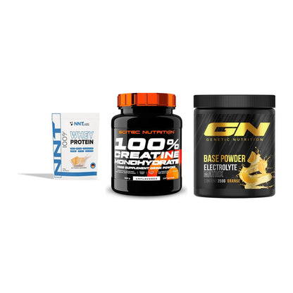 Einsteiger-Set: NNT Whey + Scitec Creatine + GN Base Powder – alle enthaltenen Artikel