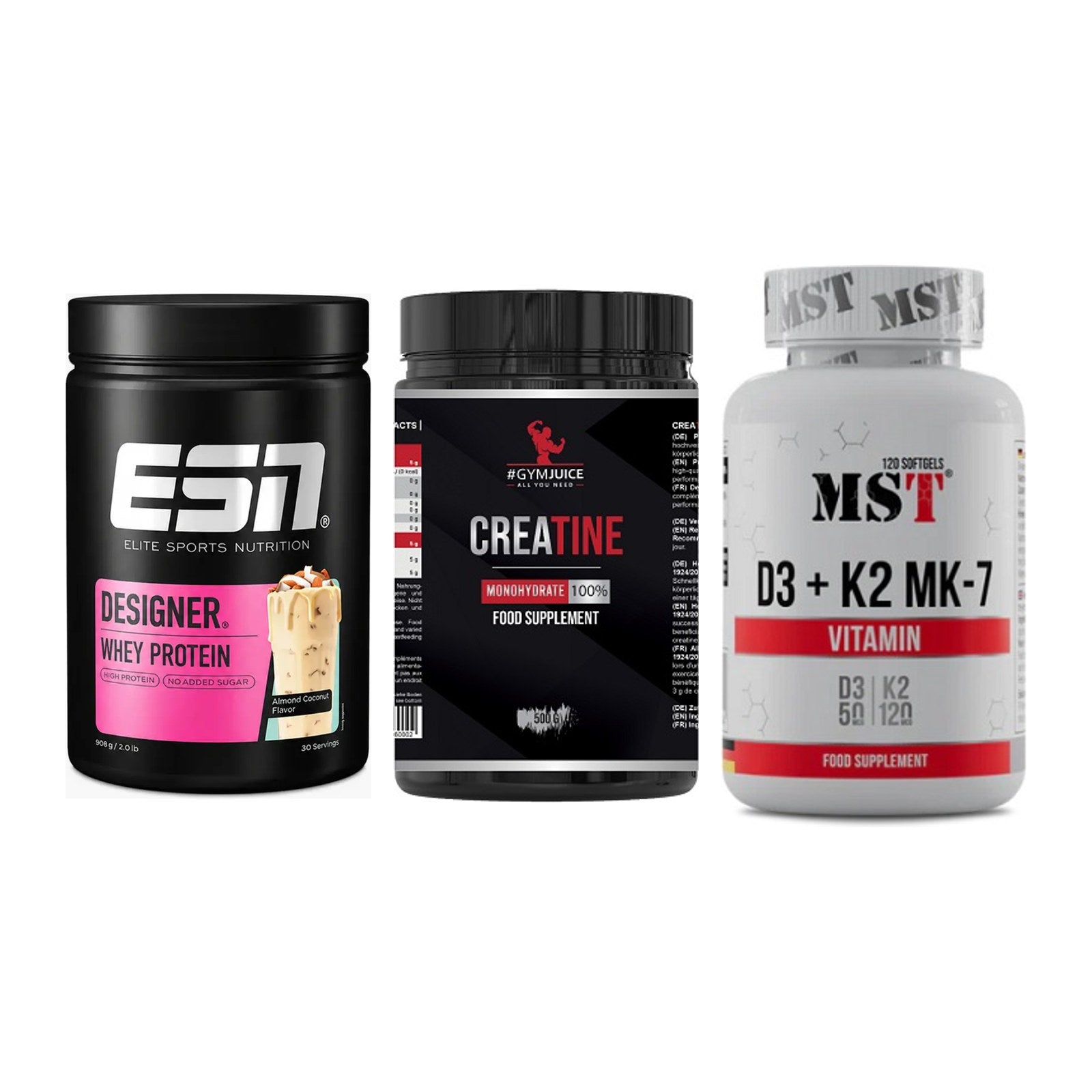 Einsteiger-Set: ESN Designer + #GYMJUICE + MST Vitamin D3 – alle enthaltenen Artikel
