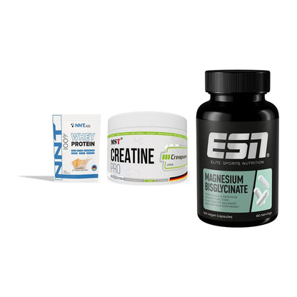 Einsteiger-Set: NNT Whey + MST Creatin Pro + ESN Magnesium – alle enthaltenen Artikel