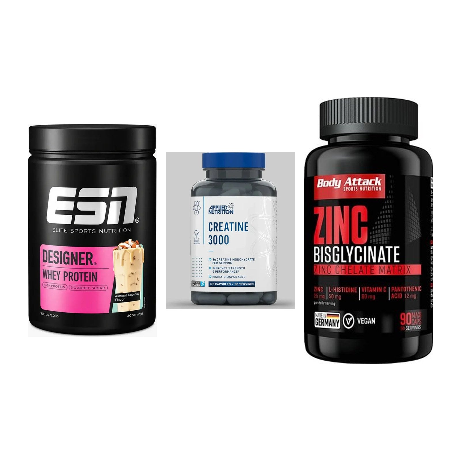 Einsteiger-Set: ESN Designer + Applied Nutritio + Body Attack Zink – alle enthaltenen Artikel