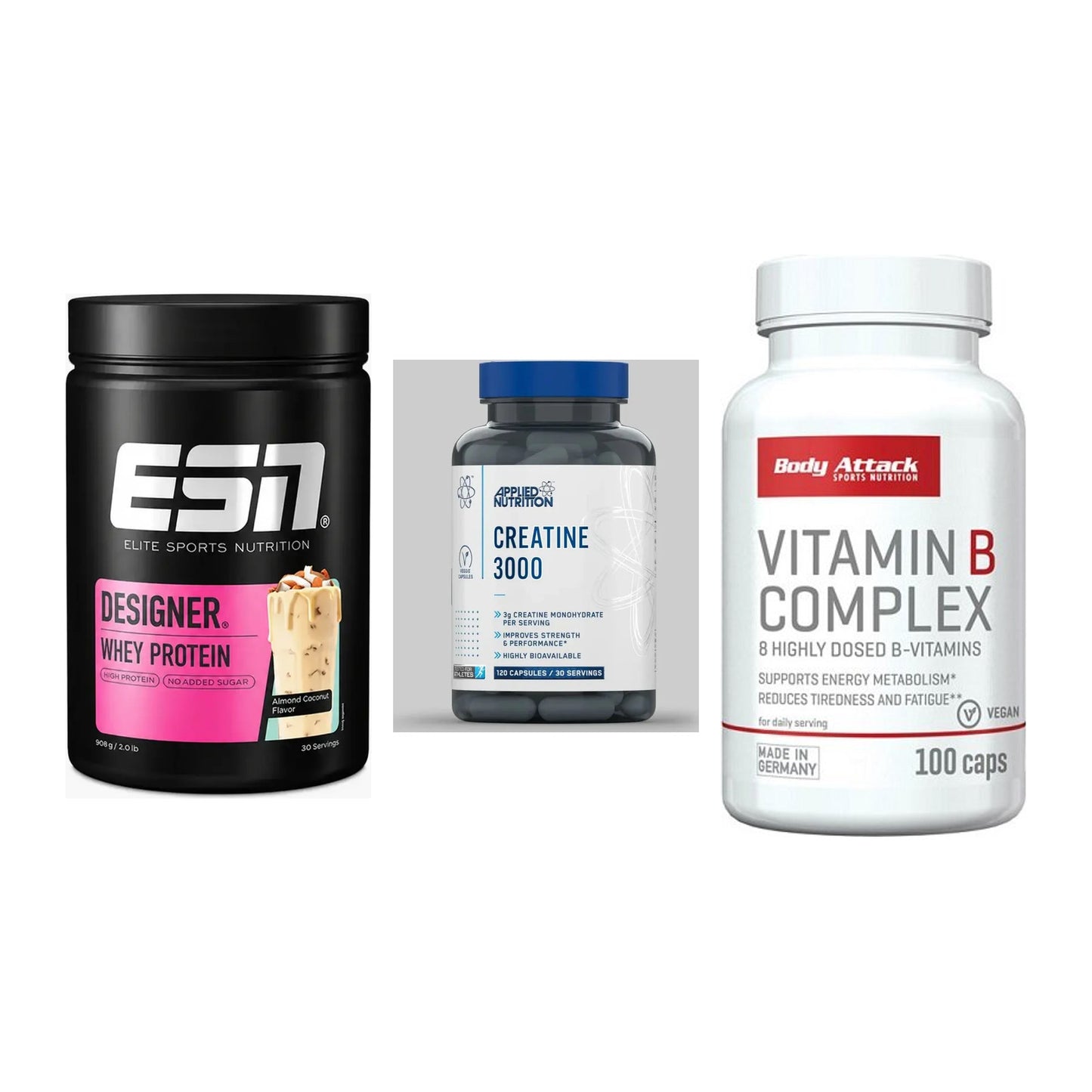 Einsteiger-Set: ESN Designer + Applied Nutritio + Body Attack – alle enthaltenen Artikel