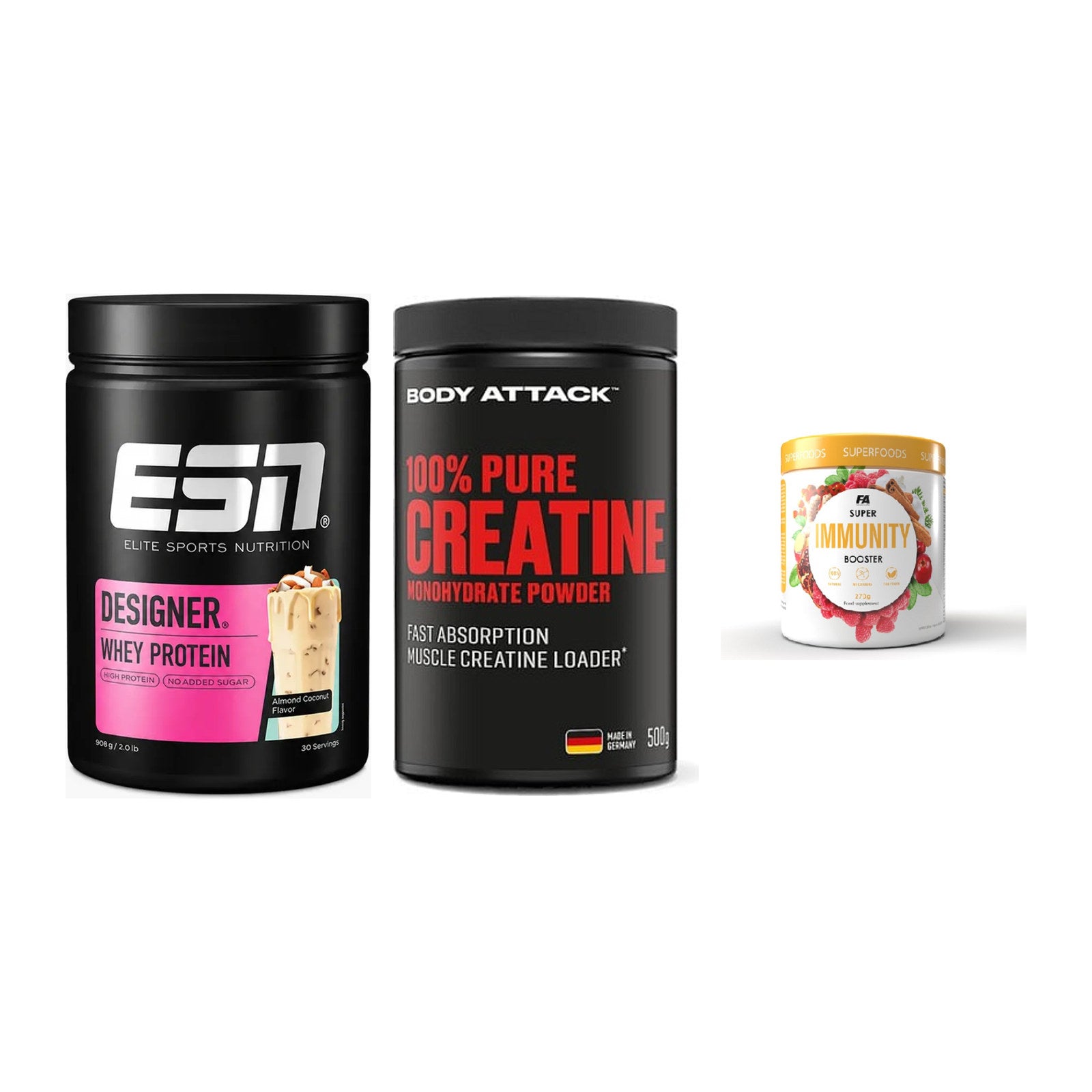 Einsteiger-Set: ESN Designer + Body Attack 100% + FA Nutrition – alle enthaltenen Artikel