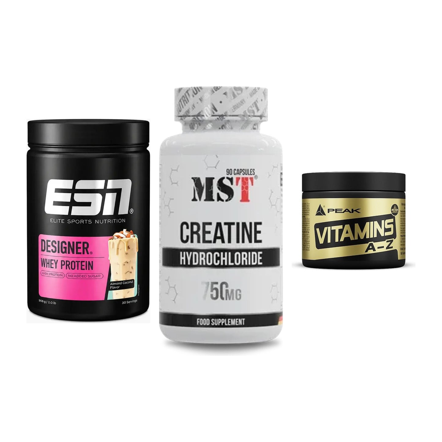 Einsteiger-Set: ESN Designer + MST Creatin HCL + Peak Vitamin A-Z – alle enthaltenen Artikel