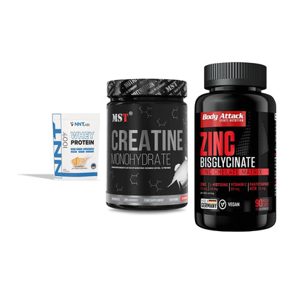 Einsteiger-Set: NNT Whey + MST Creatin + Body Attack Zink – alle enthaltenen Artikel