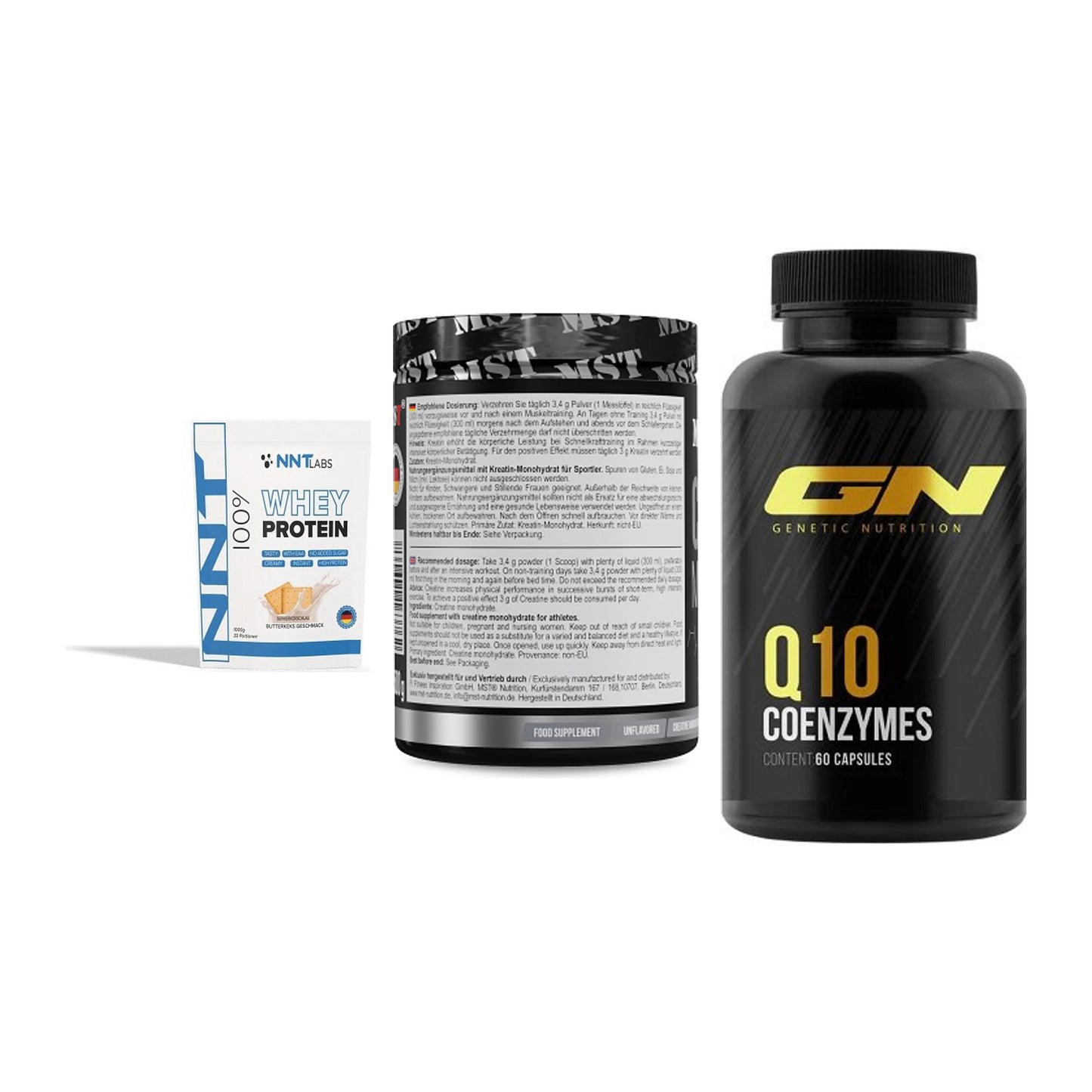 Einsteiger-Set: NNT Whey + MST Creatin + GN Q10 Health – alle enthaltenen Artikel