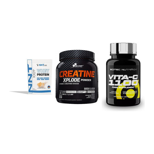 Einsteiger-Set: NNT Whey + Olimp Creatine + Scitec Vitamin C – alle enthaltenen Artikel
