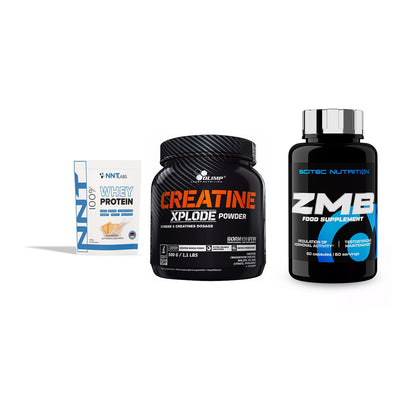 Einsteiger-Set: NNT Whey + Olimp Creatine + Scitec ZMB – alle enthaltenen Artikel