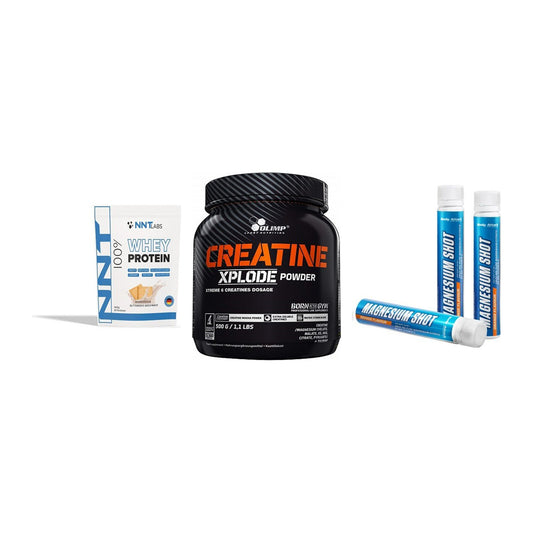 Einsteiger-Set: NNT Whey + Olimp Creatine + Body Attack – alle enthaltenen Artikel
