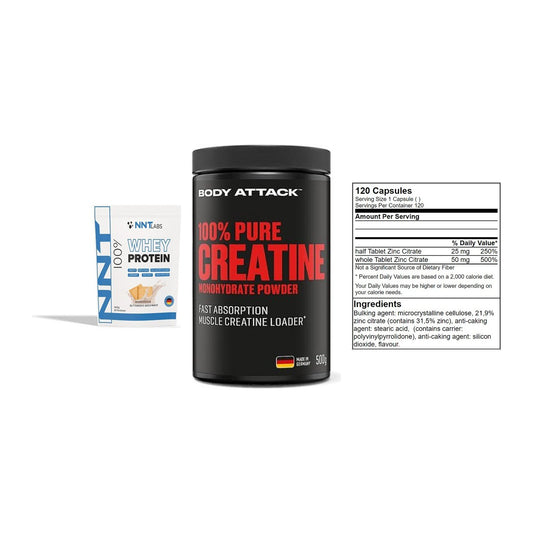 Einsteiger-Set: NNT Whey + Body Attack 100% + GN Zinc Citrate – alle enthaltenen Artikel
