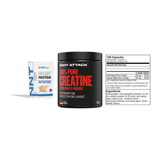 Einsteiger-Set: NNT Whey + Body Attack 100% + GN Zinc Citrate – alle enthaltenen Artikel