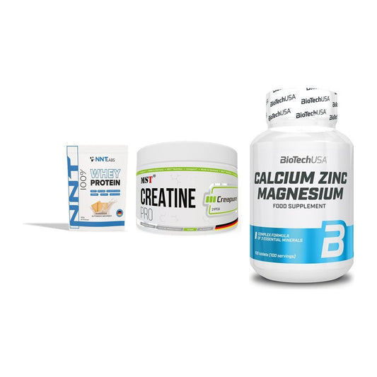 Einsteiger-Set: NNT Whey + MST Creatin Pro + BioTech Calcium – alle enthaltenen Artikel